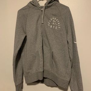 Gray and white Aeropostale zip up hoodie
